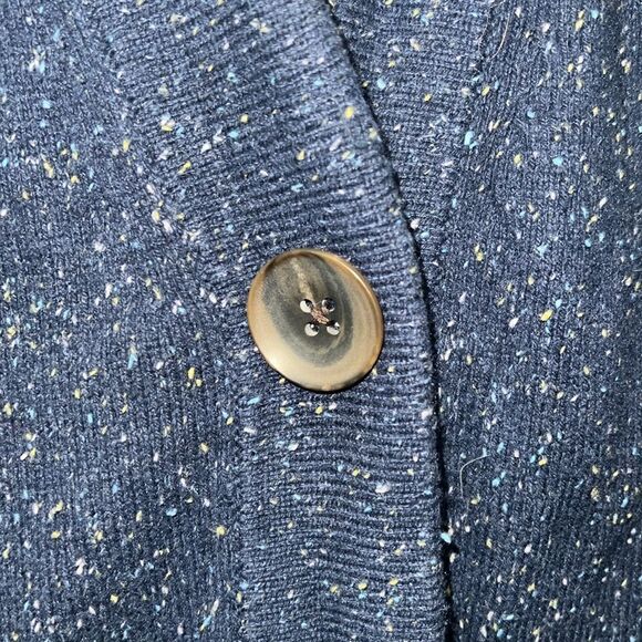 J JILL blue speckled cardigan sweater. One button closure. XL - Picture 5 of 12
